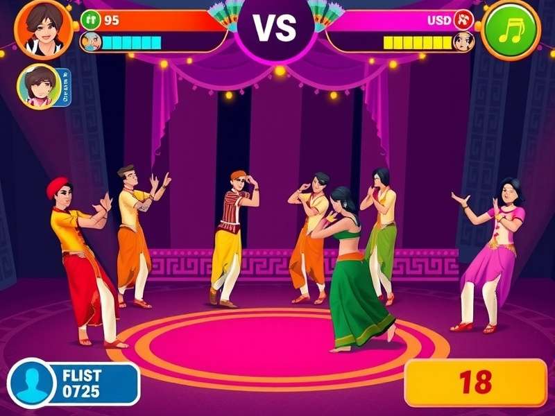 Dhol Dance Storm multiplayer battle mode showing two players competing
